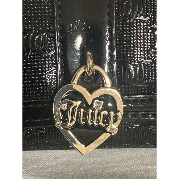 Juicy Couture ~ Liquorice Patent Leather Blk Simply Perfect Double Sided Trifold - Picture 3 of 6